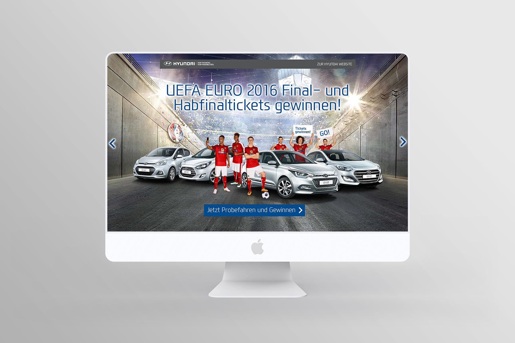 Desktop Ansicht Startseite Hyundai Euro Kampagne 2016 (umgesetzt mit TYPO3)