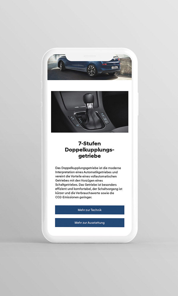 Smarthone Ansicht Detailseite Auto Hyundai Website Pitch 2017