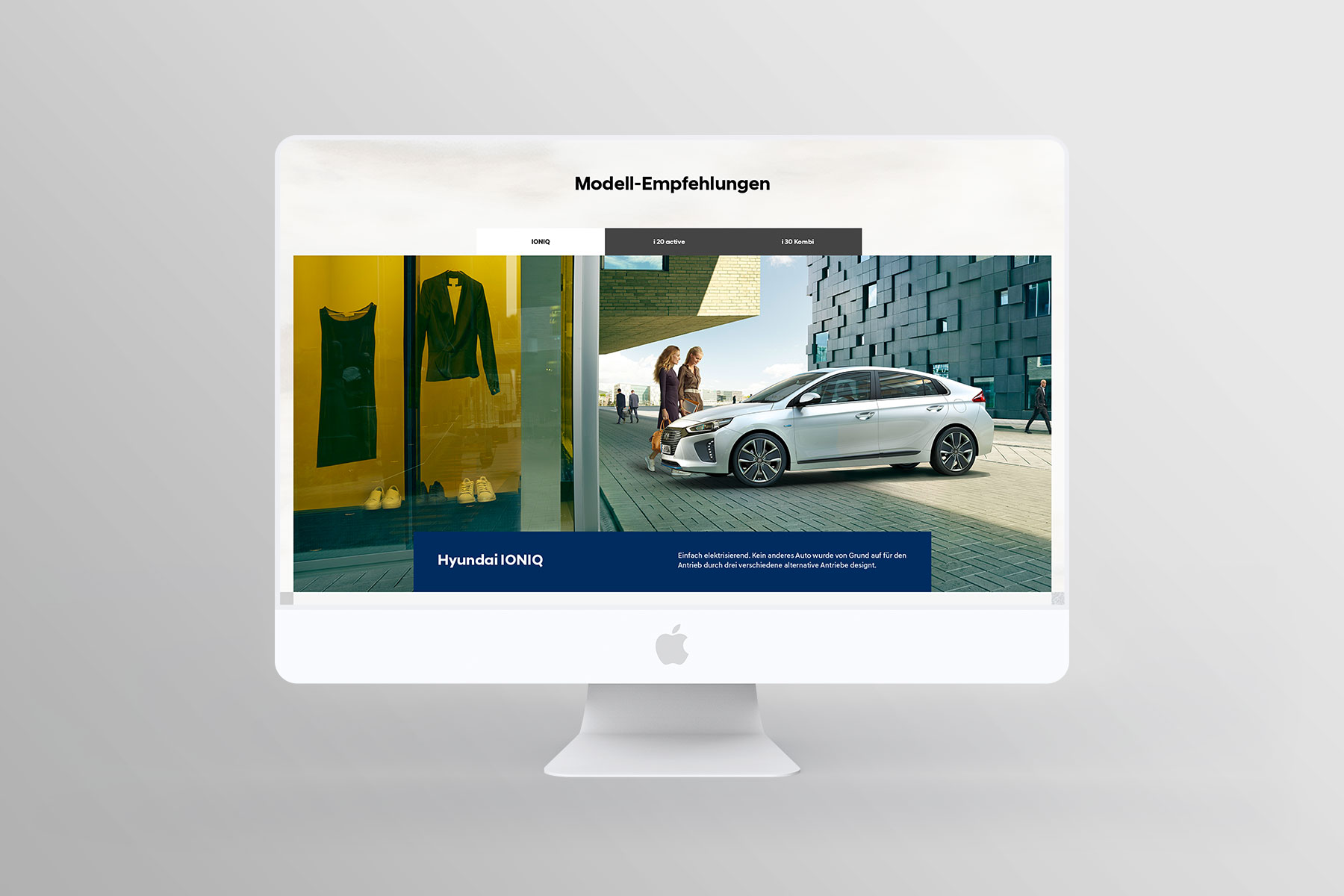 Desktop Ansicht Modell Empfehlungen Hyundai Website Pitch 2017
