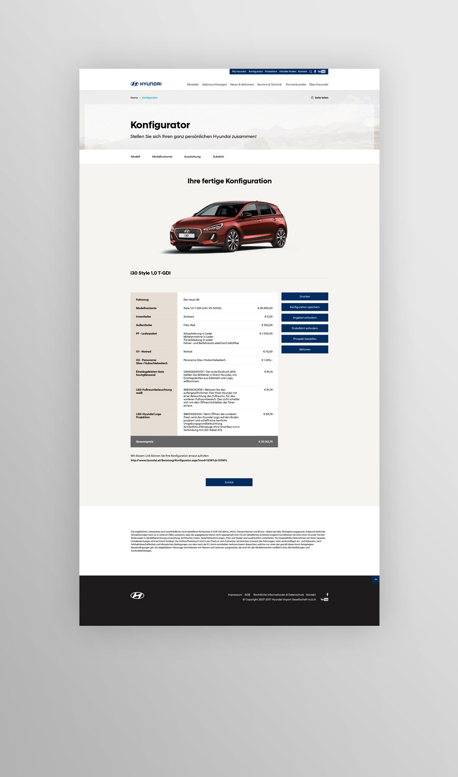 Screenshot Konfigurator Hyundai Website Pitch 2017