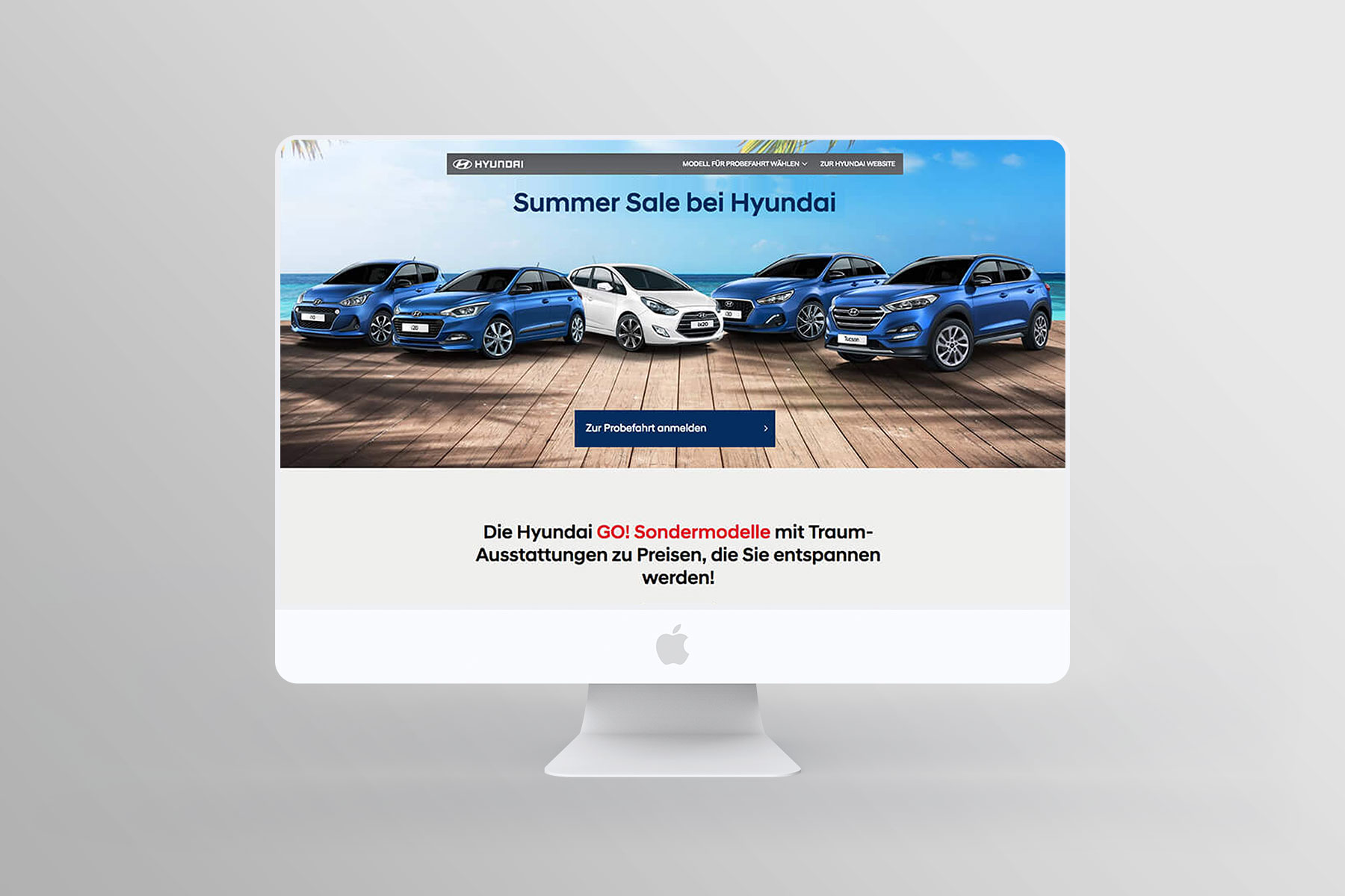 Desktop Ansicht Landingpage Hyundai Sondermodelle 2018 (umgesetzt mit TYPO3)