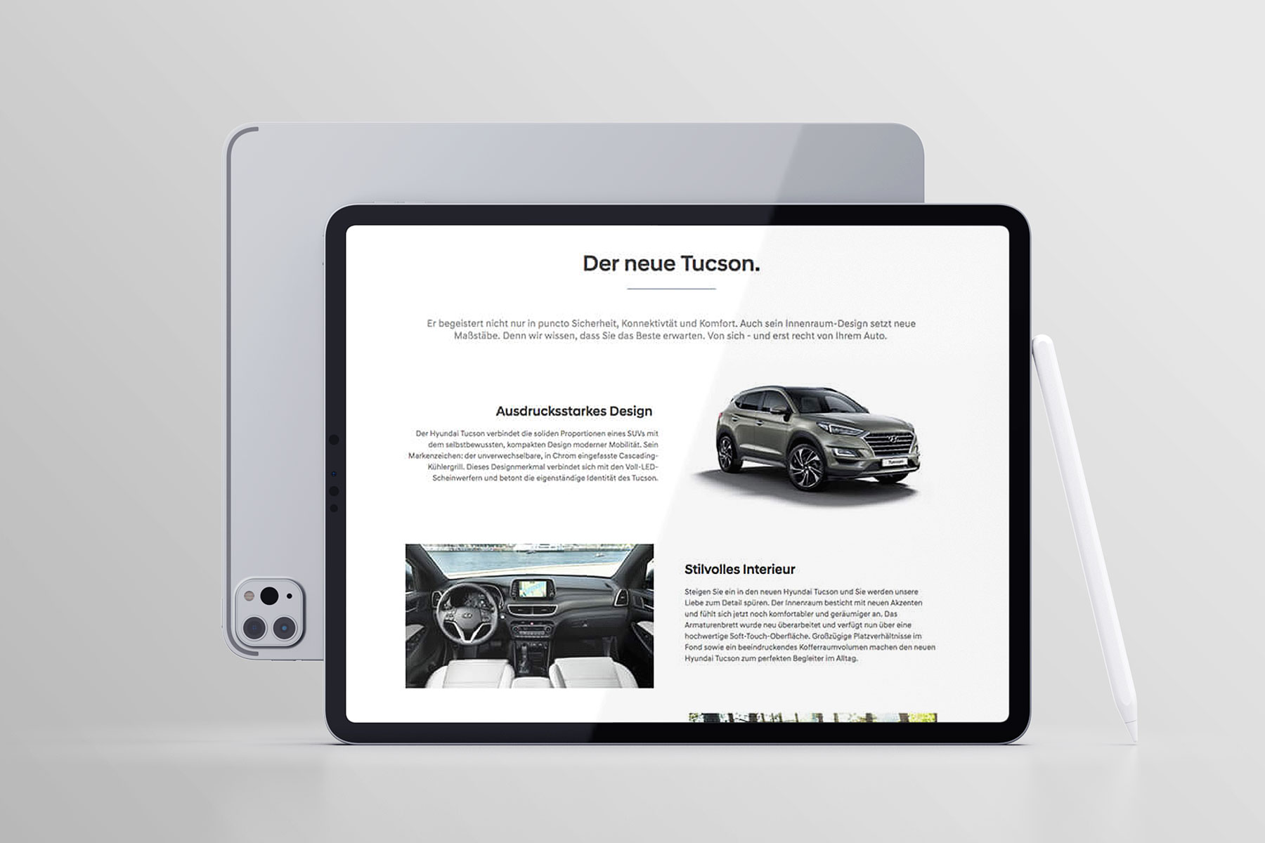 iPad Pro Ansicht Bereich Produktdetail Hyundai Tucson 2018