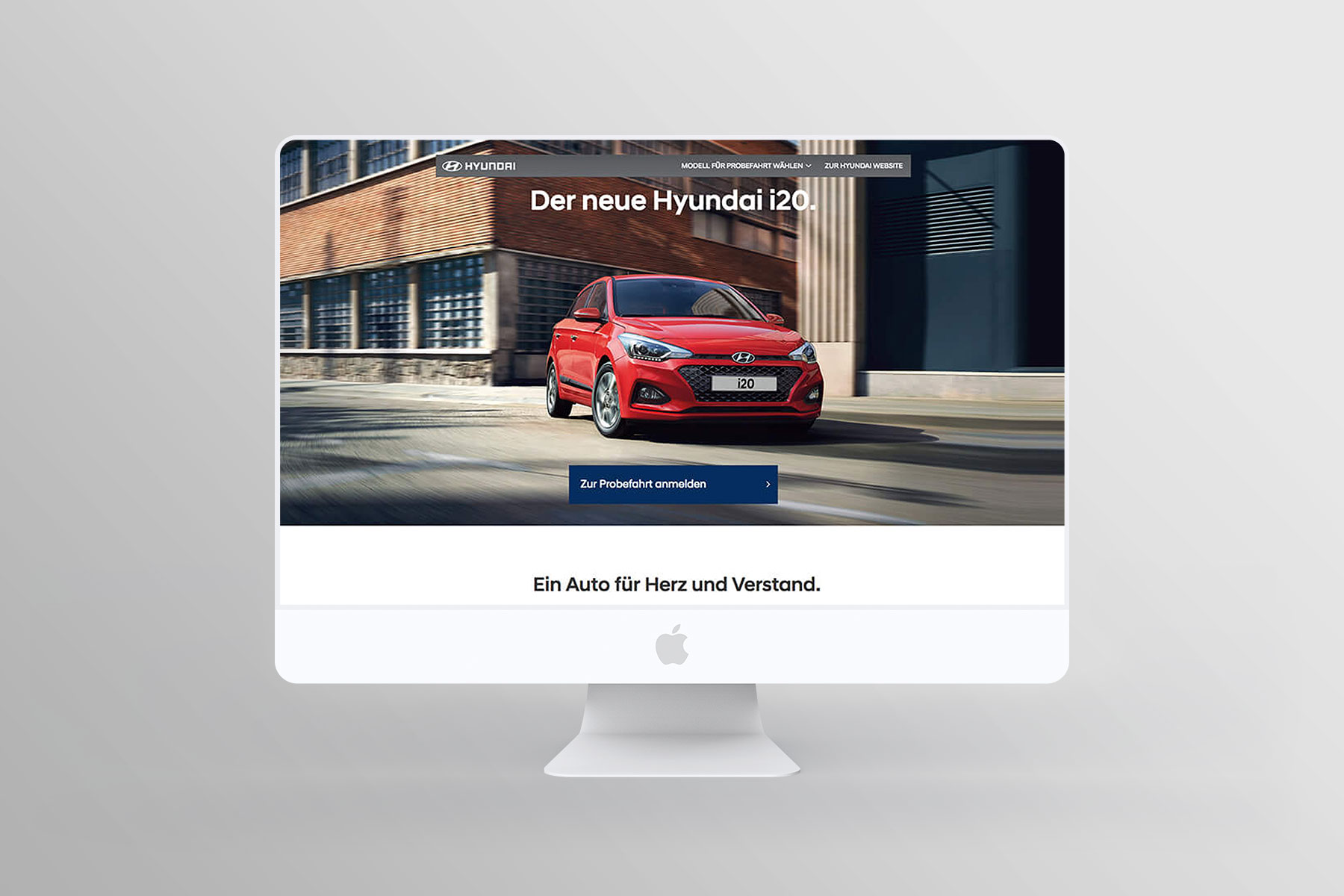 Desktop Ansicht Landingpage Hyundai i20 2018 (umgesetzt mit TYPO3)