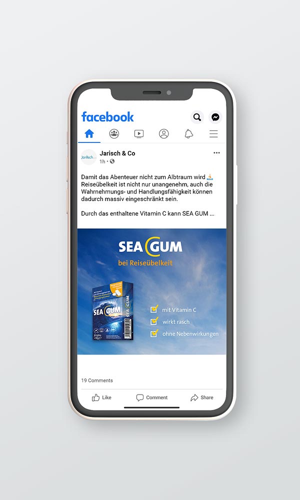 Smartphone Ansicht Facebook Posting Sea Gum