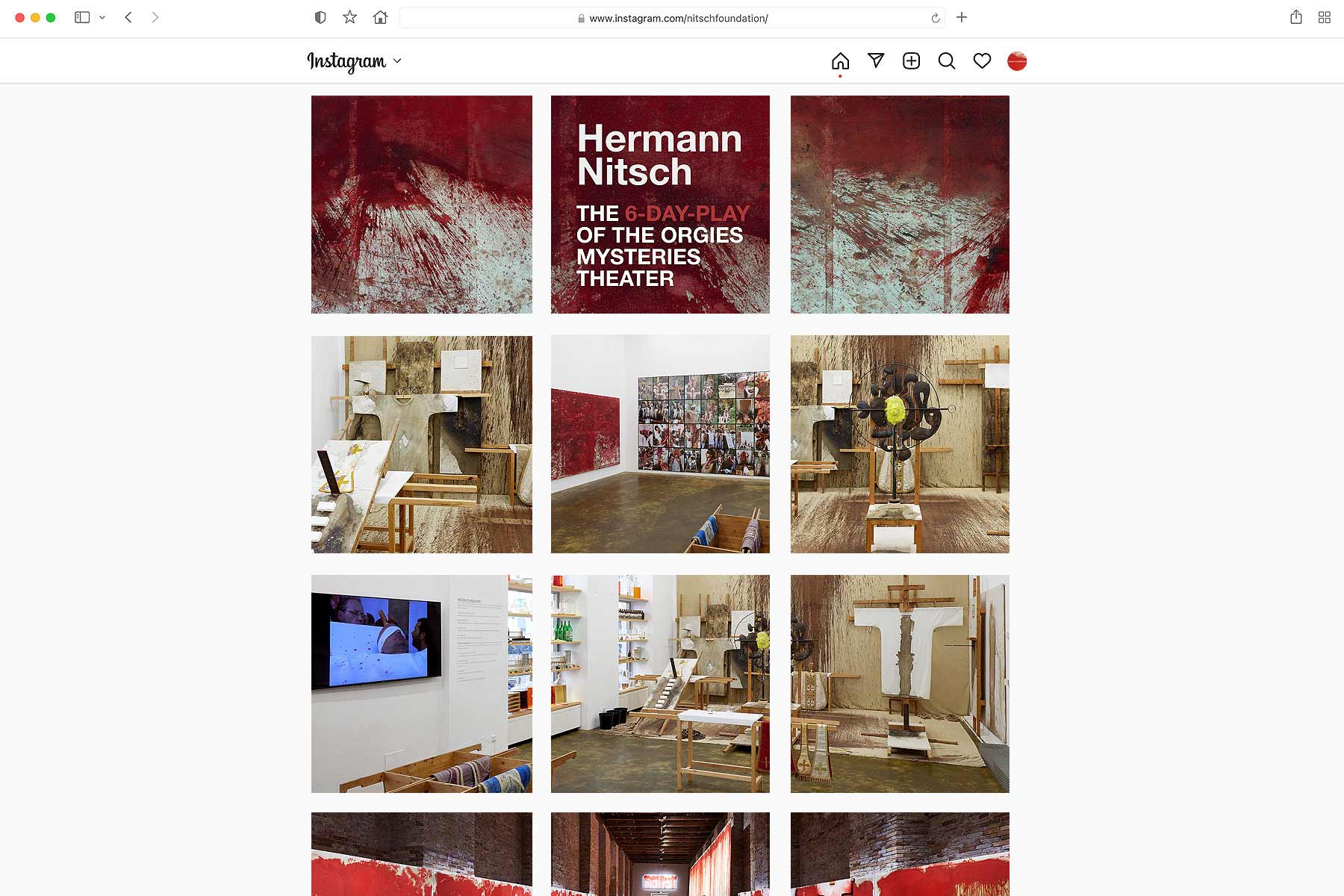 Screenshot Instagram Profil Hermann Nitsch