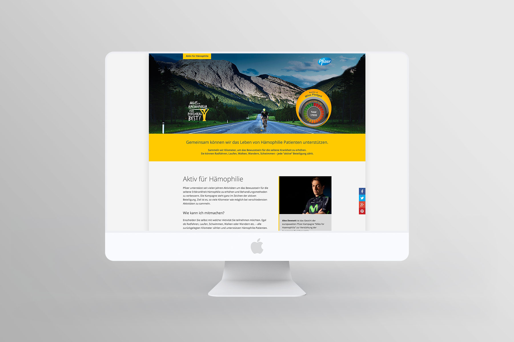 Desktop Anzeige Startseite Kampagne Aktiv für Hämophile 2017