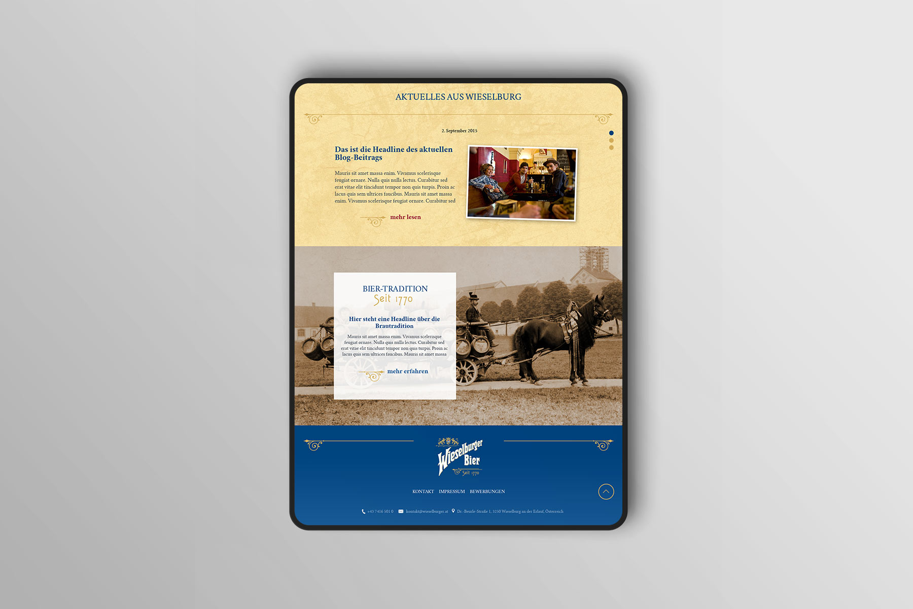 iPad Pro Ansicht  Startseite Wieselburger 2016