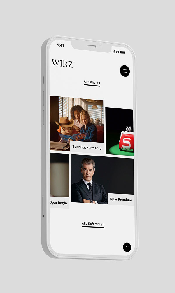Montage Smartphone Ansicht Startseite Referenzen wirz-werbeagentur.at 2022